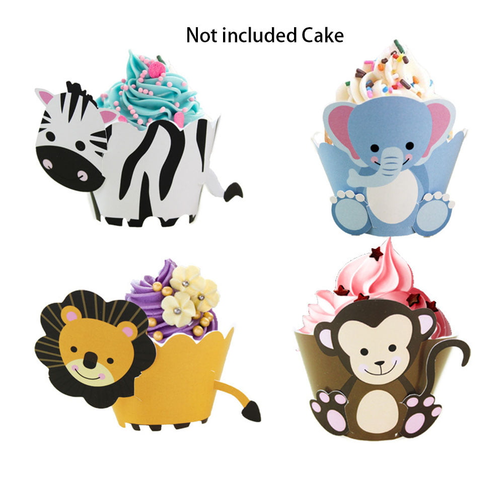 Details about   Cartoon Jungle Animal Cake Toppers Cartoon Cupcake Topper Birthday Party Decor 