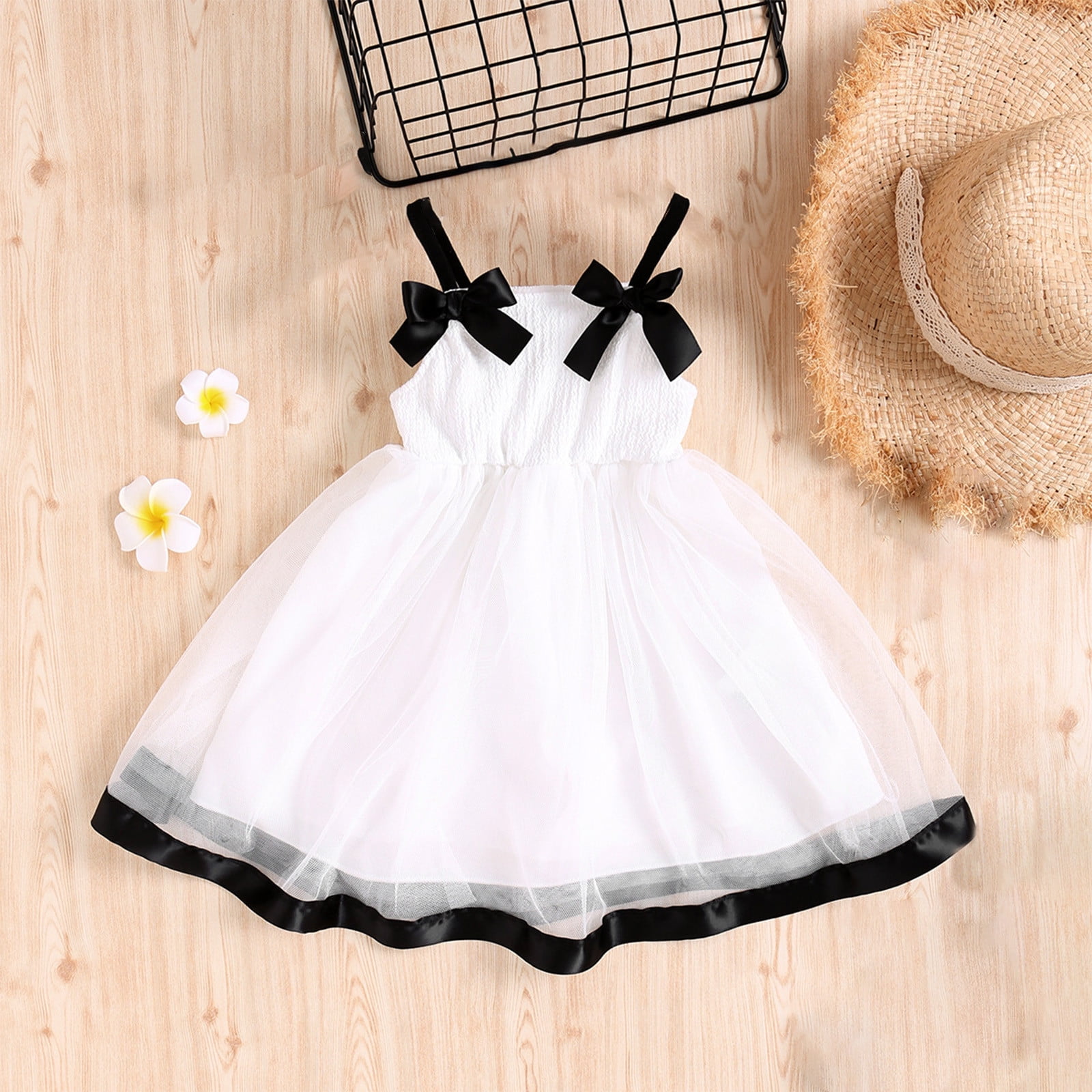 Styesk Baby Girl Clothes Toddler Sling Butterflys One Piece Saree Children s Summer Fashion White Mesh Dress Long Dress 3 Months 3 Years Old Walmart