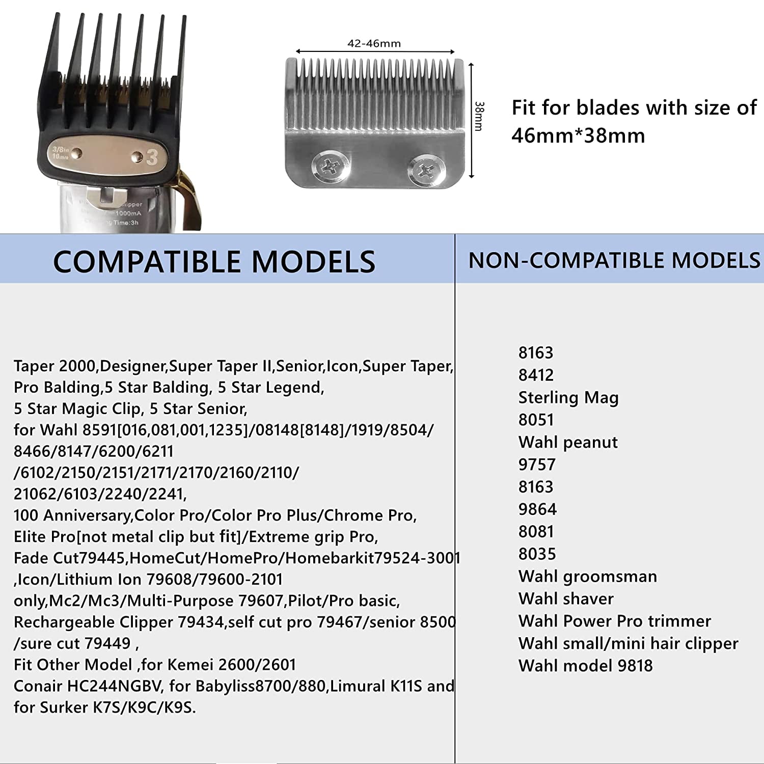 Clipper Guards Cutting Guides Compatible with Wahl Clipper with