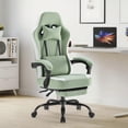 thumbnail image 3 of MCQ Computer Gaming Task Chair, High Back Ergonomic with Linkage Armrests, Footrest and Lumbar Support, 360° Swivel Wheels, Green, 3 of 9
