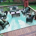 thumbnail image 2 of DEORAB Outdoor Rug 5'x8' Waterproof Reversible Patio Rug Portable Plastic Straw Outside Carprt for Beach Garden RV Camping Porch Deck Backyard, Aquablue & White, 2 of 8