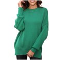 thumbnail image 2 of Jjayotai Women's Solid Knit Sweaters, 2024 Winter Crew Neck Drop Shoulder Long Sleeve Sweater, Oversized Casual Pullover Tops Green L, 2 of 5