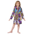thumbnail image 6 of FORMRS Niños Bathrobe Unisex Hooded Robe Soft Plush Pajamas Sleepwear, Size 10-12T, Purple Simple Triangles, 6 of 7