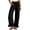 Black, variant on Women's High Waisted Wide Leg Pants Ruffle Hem Elastic Waist Casual Loose Trousers with Pockets, 1 Piece, S-XXXL