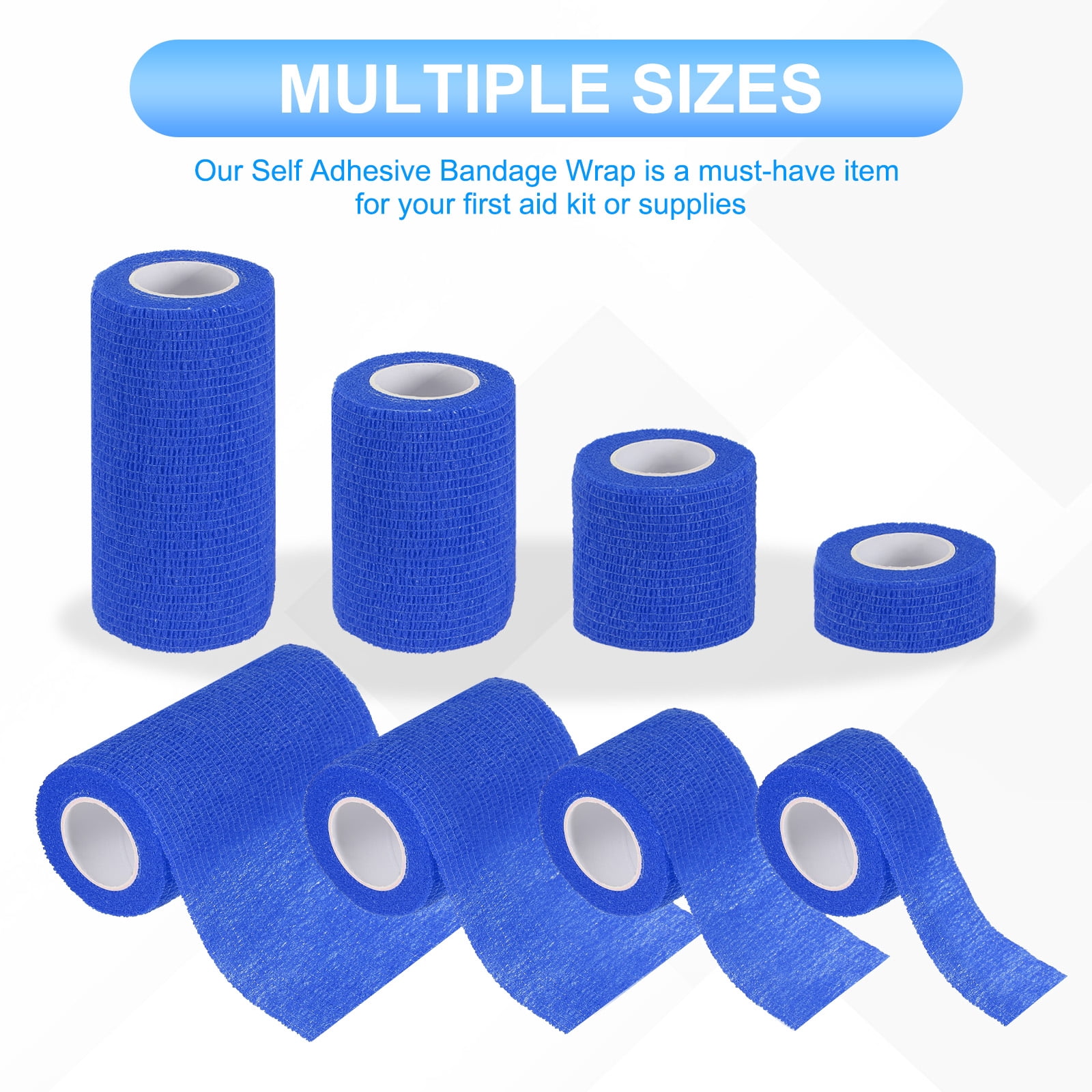 Uxcell Self Adhesive Bandage Wrap, Yard Elastic Self Breathable Self Adherent Wrap Tape for Stretch Athletic Sports Blue