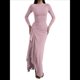 thumbnail image 1 of Vestido Midi Asimétrico con Abertura Irregular, Cuello Redondo, Larga y Cintura Fruncida para Mujer, Color Liso Rosa S, 1 of 7