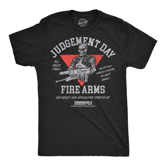 Mens Funny T Shirts Judgement Day Firearms Sarcastic Terminator 2 Movie Tee For Men Graphic Tees