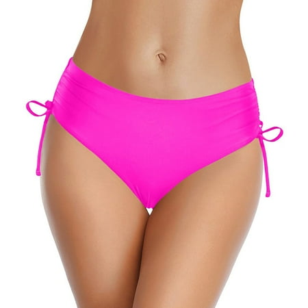 Fainosmny For Women Bikini Bottoms Side Tie Adjustable Bathing Suit Swimsuit With Drawcord Both Sides Various Bikinis Multicolored Beachswi Split Swim Bottom Hot Pink L