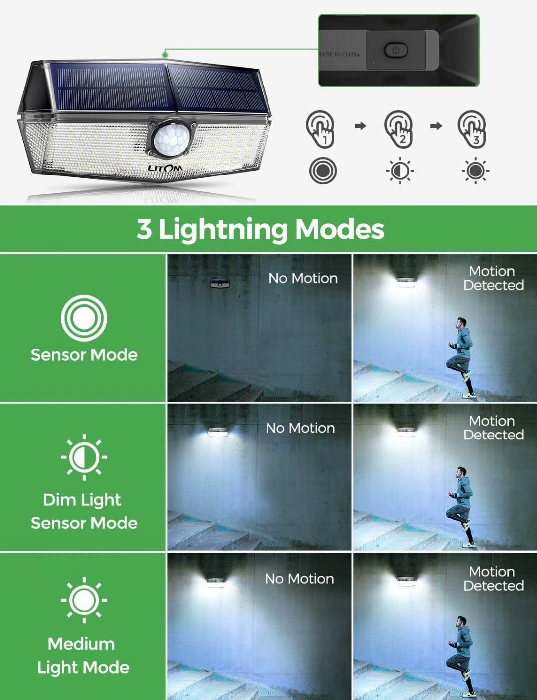 litom 120 led solar lights