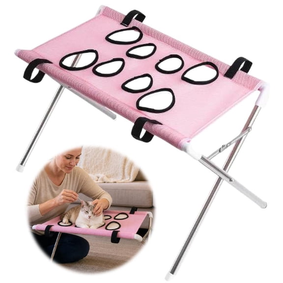 Pet Bathing Hammock, Foldable Grooming Table with Breathable Mesh, Bath Drying Brushing Nail Clipping Stand
