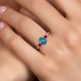 thumbnail image 4 of Gem Stone King 10K White Gold London Blue Topaz and Red Created Ruby 3-Stone Ring for Women | 1.78 Cttw | Oval 8X6MM | Gemstone November Birthstone | Size 7, 4 of 6
