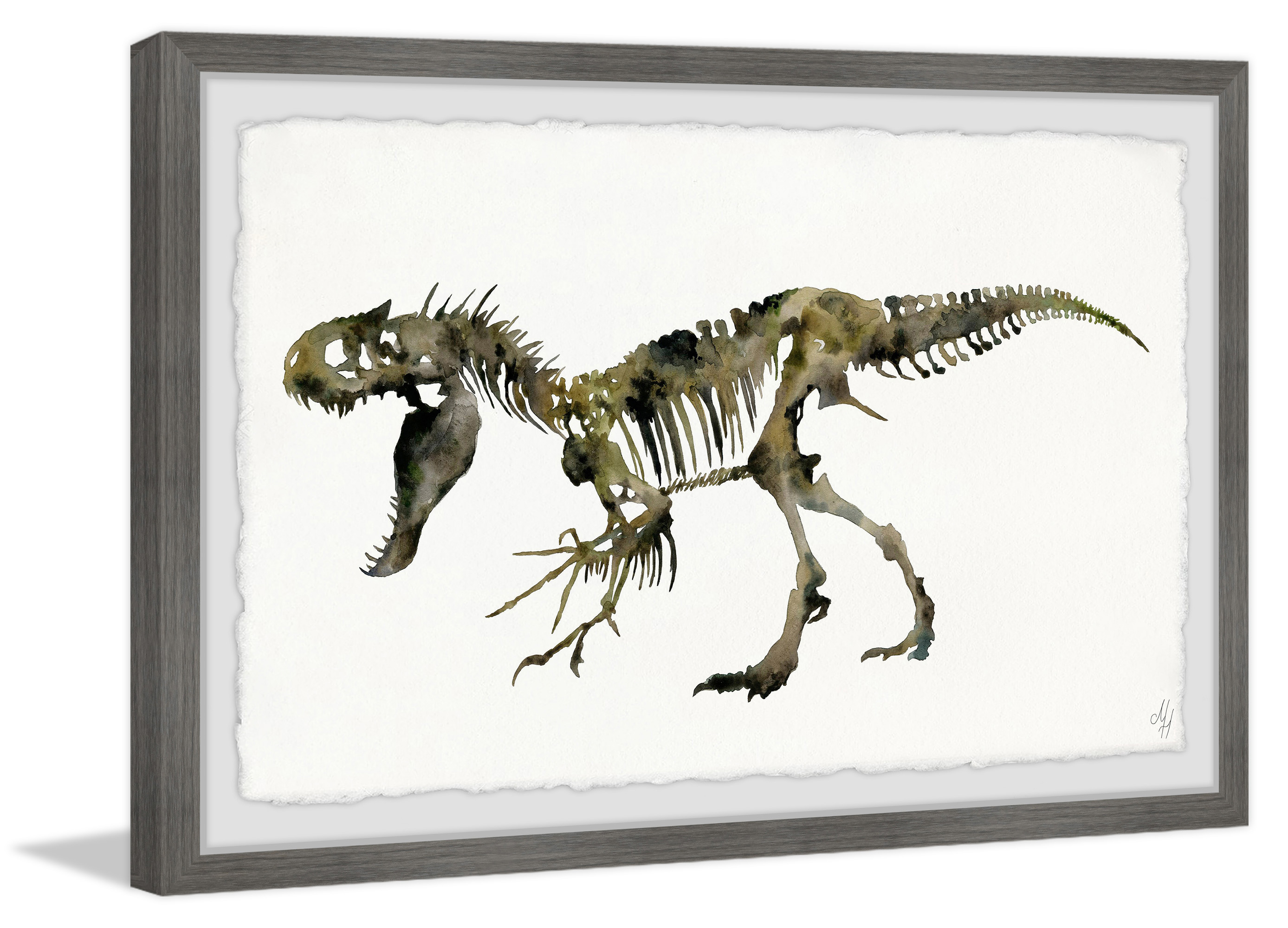 Marmont Hill Angry T-Re x Skeleton Framed Wall Art, 12.00" x 1.50"