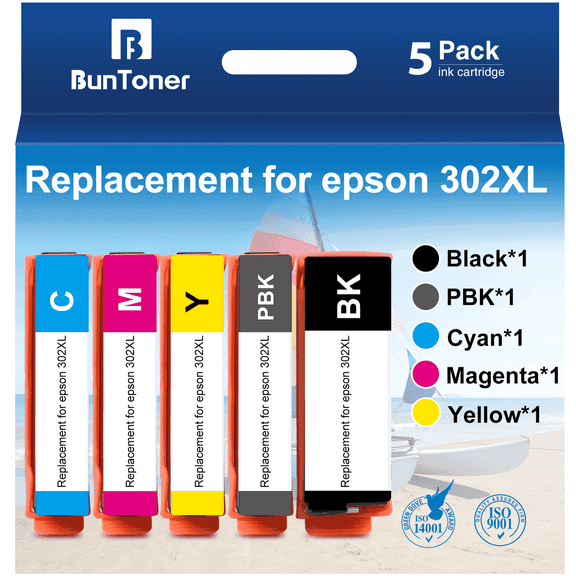 BunToner 302 Ink Cartridges Compatible for Epson 302XL for Expression Premium XP-6000 XP-6100 XP6000 XP6100 Printer
