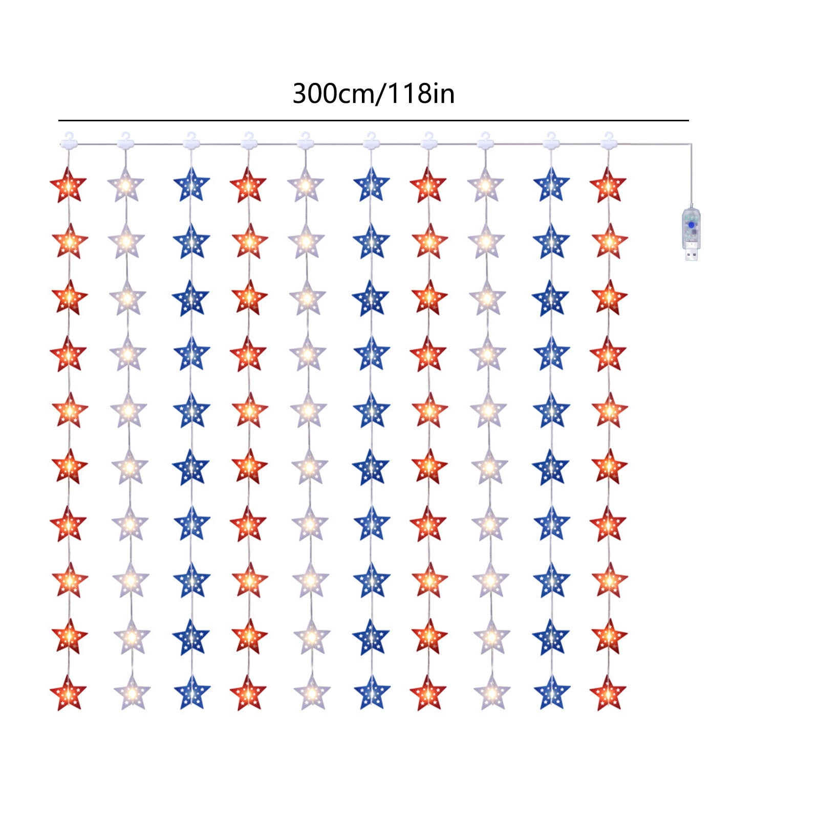 YYUZH 100 LED Light Strip with Remote Control 8 Lighting Modes Red White Blue Patriotic Lights for Home Outdoor Indoor Decor 4th of July Independence Day