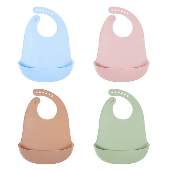 4Pcs Cute Silicone Baby Bibs for Babies & Toddlers Waterproof, Soft,BPA Free (10-72 Months,Unisex)