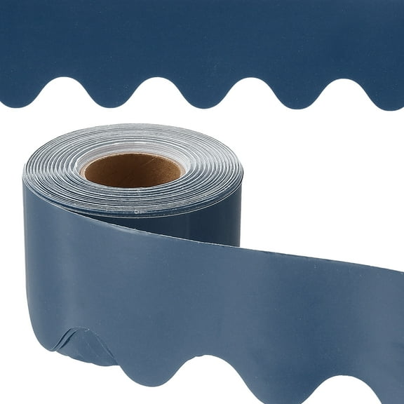 Uxcell Bulletin Board Border, 65.5 Feet Poster Chalkboard Cork Decoration Trim Scalloped Borders Wall Decor for Classroom Office Locker, Navy Blue