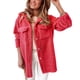 thumbnail image 1 of Chaqueta de Felpa para Mujer Solapa con Botones Solo Pecho Color Puro 2 Bolsillos en el Pecho Chaqueta de Abrigo cálida para Mujer para otoño Invierno Sandía Rojo S, 1 of 6