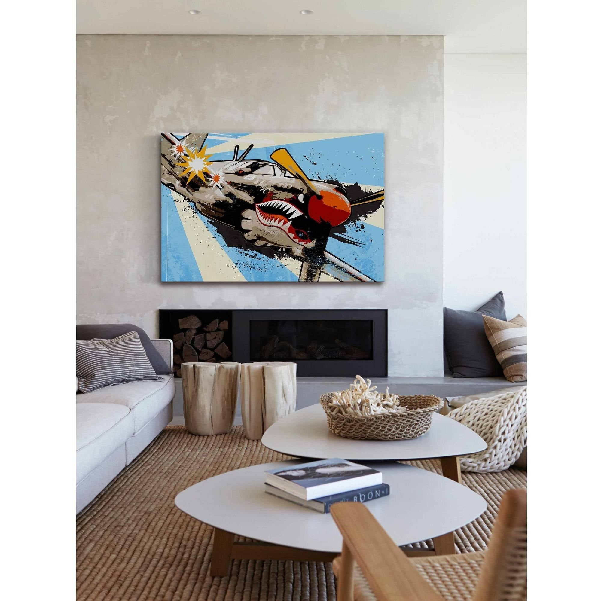 "P40 Warhawk" Painting Print on Wrapped Canvas