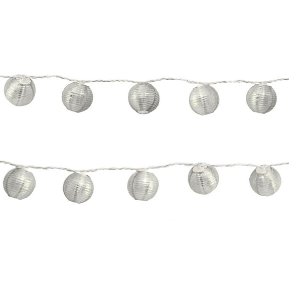 Electric String Lights with 10 Nylon Lanterns (Silver)
