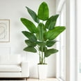 thumbnail image 3 of 7ft Artificial Bird of Paradise Plant, Synthetic Banana Leaf Tree with Textured Wavy White Pot for Home Decor, Perfect Silk Floor Plant, 3 of 7