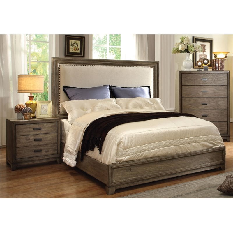 Foa Muttex 3pc Natural Solid Wood, Natural Wood King Bedroom Set