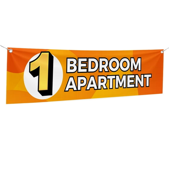 1 Bedroom Apartment Large Banners and Signs for Outdoor by DreamController-Polyester Banner with 4 Holes for Easy Hang Indoor & Outdoor|4x1 Feet HD Banner to Promote Real Estate Business| Made in