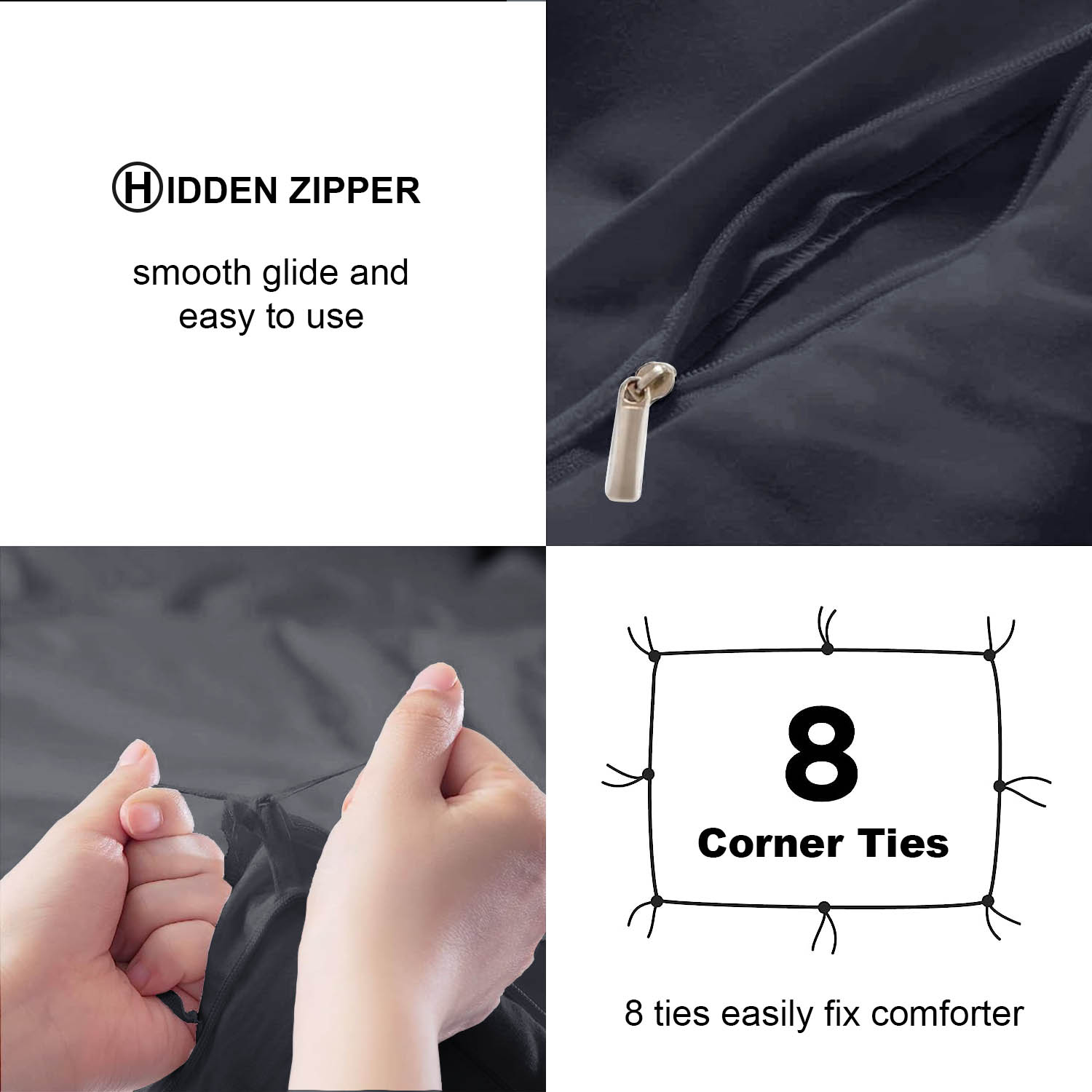 SORMAG Duvet Cover Set Queen Dark Grey photo 6