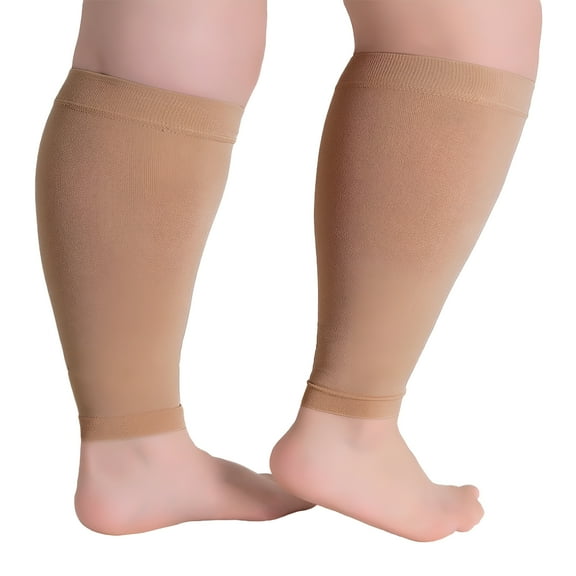TELOLY Plus Size Leg Sleeve Support Socks - The Wide Calf Compression Sleeve for Men and Women - Shin Splint Sleeves for Leg, Calves 鈥?Running, Cycling, 1 Pair