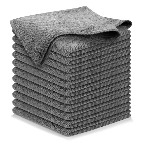 USANOOKS Microfiber Cleaning Cloth for Kitchen, Home & Automotive -Gray- Pack of 12 (12.5"x12.5")