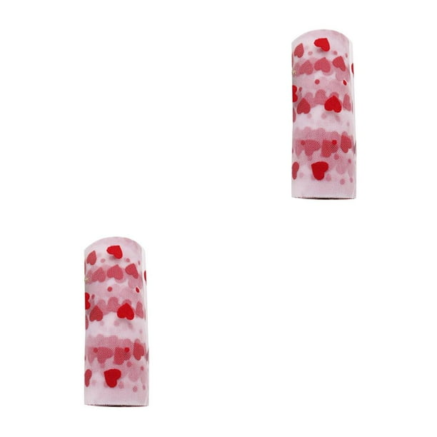Matsuzay Rollo de gasa con corazón, red de tela, decoración de boda, mantel, para niñas, suministros para manualidades, corazón rojo Corazón grande rojo 2piezas