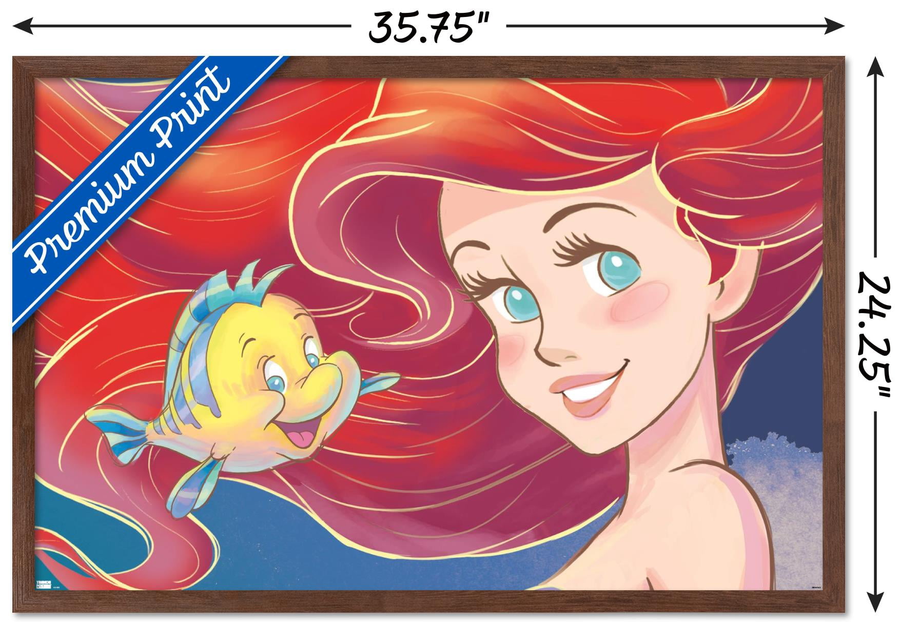 Disney The Little Mermaid - Ariel Close-Up Wall Poster, 22.375" x 34" Framed