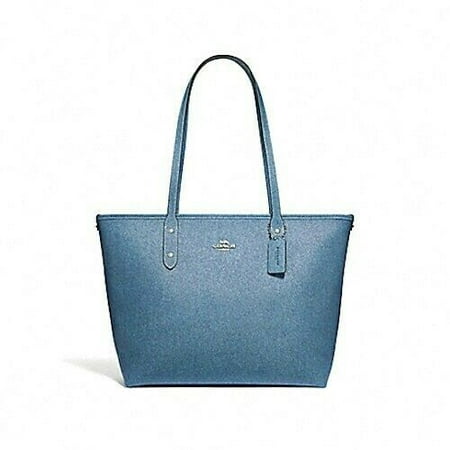 BRAND NEW WOMENS COACH (F54670) DENIM CROSSGRAIN LEATHER CITY ZIP TOTE (Best Leather Couch Brands)