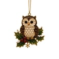 thumbnail image 3 of Clearance! Christmas Tree Ornament, Acrylic Hanging Pendant with Holly Leaf, Holiday Keepsake Decor, Xmas Tree Wreath Garland Home Decorations Indoor (Owl), 3 of 8