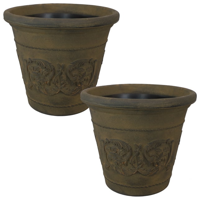 Sunnydaze Weather-Resistant Double-Walled Arabella Outdoor Flower Pot Planter - 19.5" - Sable Finish - 2pk