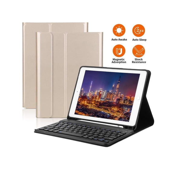 Keyboard Case for Galaxy Tab S8 Plus / S7 Plus with S Pen Holder, PU Leather Stand Cover with Detachable Bluetooth Keyboard for Samsung Galaxy Tab S8  2022 / S7  2020 12.4 / S7 FE 2021