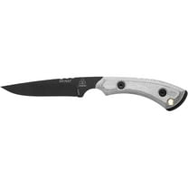TOPS Knives Skinat Fixed Blade Knife 3.88" Drop Point 1095 Black Traction Blade Linen Micarta Handle Gray