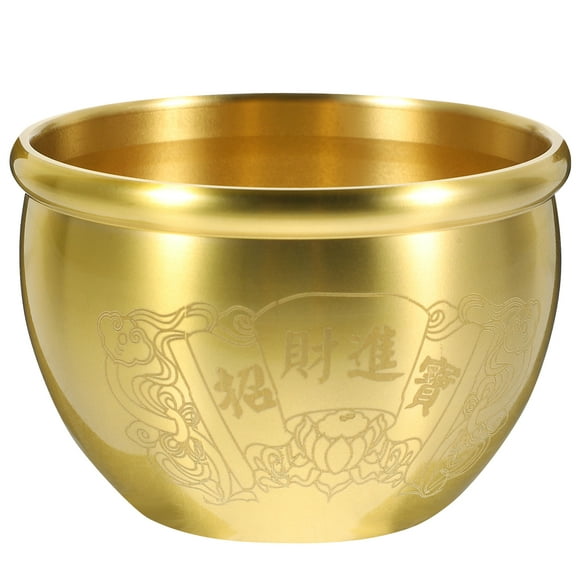 Toyandona Decorative Copper Treasure Basin in Golden Tone for Office and Home Desktop Use