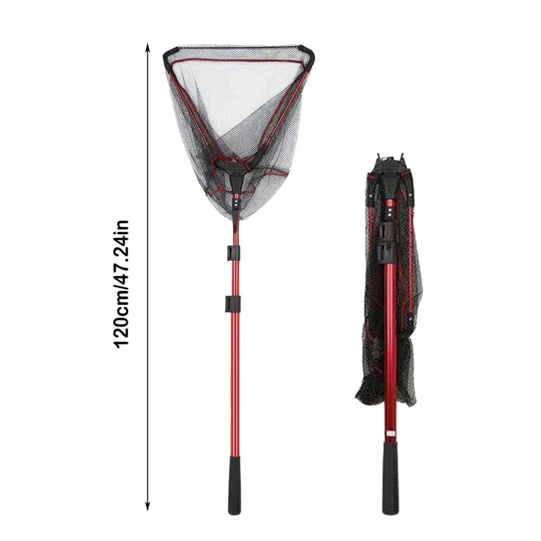 Fishing Landing Net 48 Inch, Telescopic Foldable Fish Net with Durable  Nylon Mesh, Aluminum Alloy Pole and Non- EVA Handle, Silicone for Safe  Catch ...