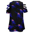 thumbnail image 5 of Australian Kangaroo Flag Blue Womens Summer V Neck Zipper Top Short Sleeve T Shirt Off Shoulder Top Casual Classy Loose Shirts, 5 of 7
