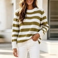 thumbnail image 2 of Fesfesfes Women's Striped Color Block Knit Sweater Round Neck Long Sleeve Soft Warm Cozy Lightweight Casual Pullover Top for Fall Winter Daily Wear, 2 of 6