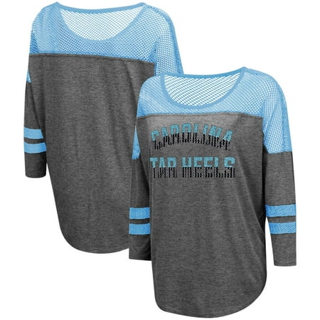 Yokes Charcoal - North Carolina Tar Heels Colosseum Women's Fine! Oversized Mesh Yoke 3/4-Sleeve T-Shirt - Charcoal