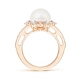 thumbnail image 2 of ANGARA Freshwater Cultured Pearl and Diamond Ring with Floral Halo in 14K Rose Gold for Women | June Birthstone, Birthday, Anniversary, Jewelry Gift for Women | Pearl Ring, 2 of 10