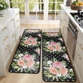 thumbnail image 4 of Kitchen Rugs Sets Of 2,Pioneer Flower Floral Print Pattern Anti Fatigue Kitchen Mat Rugs Non Slip Washable,Decorative Kitchen Floor Mats for Kitchen,Sink,Laundry,17"x47"+17"x47", 4 of 5
