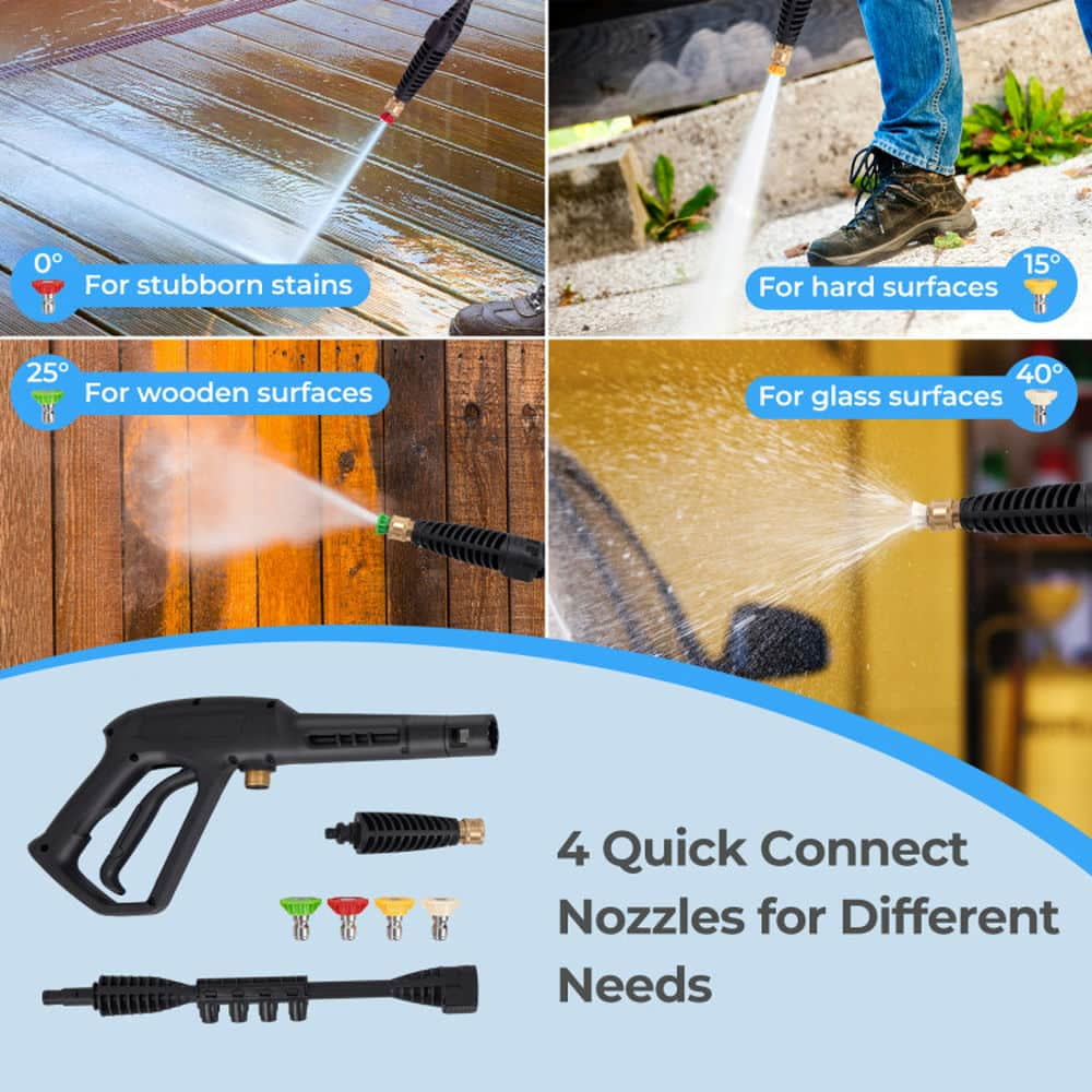 Spaco 1900 PSI 1.8 GPM Electric Pressure Washer, Versatile Washer with 4 Quick Connect Nozzles, Blue