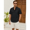 thumbnail image 5 of sogami Men's Henley Collar Short Sleeve Button Up Shirt Casual Linen Shirt, 5 of 8