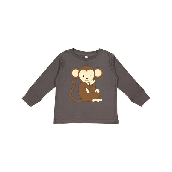 Inktastic Monkey Thinking Boys or Girls Long Sleeve Toddler T-Shirt