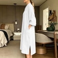 thumbnail image 5 of UKHCCC Plus Size Women's Linen Cotton Loose Fit V-Neck Midi Dress with Pockets Casual Summer Flowy A-Line Silhouette Solid Button Detail S-3XL, 5 of 9