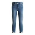thumbnail image 5 of Time and Tru Women's High Rise Straight Leg Destructed Hem Jeans, 26" Inseam, Sizes 0-20, 5 of 5