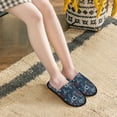 thumbnail image 6 of KLL Navy Blue Geometric Slippers for Women Men House Slip on Indoor Outdoor Bedroom Furry Fleece Lined Ladies Comfy Anti-Skid Rubber Hard Sole-Large, 6 of 8