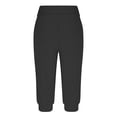 thumbnail image 4 of Fengqque Women's Solid Color Fashion Casual Elastic Waist Slim Fit Capri Pants Sweatpants with Pockets Black 6(M), 4 of 6
